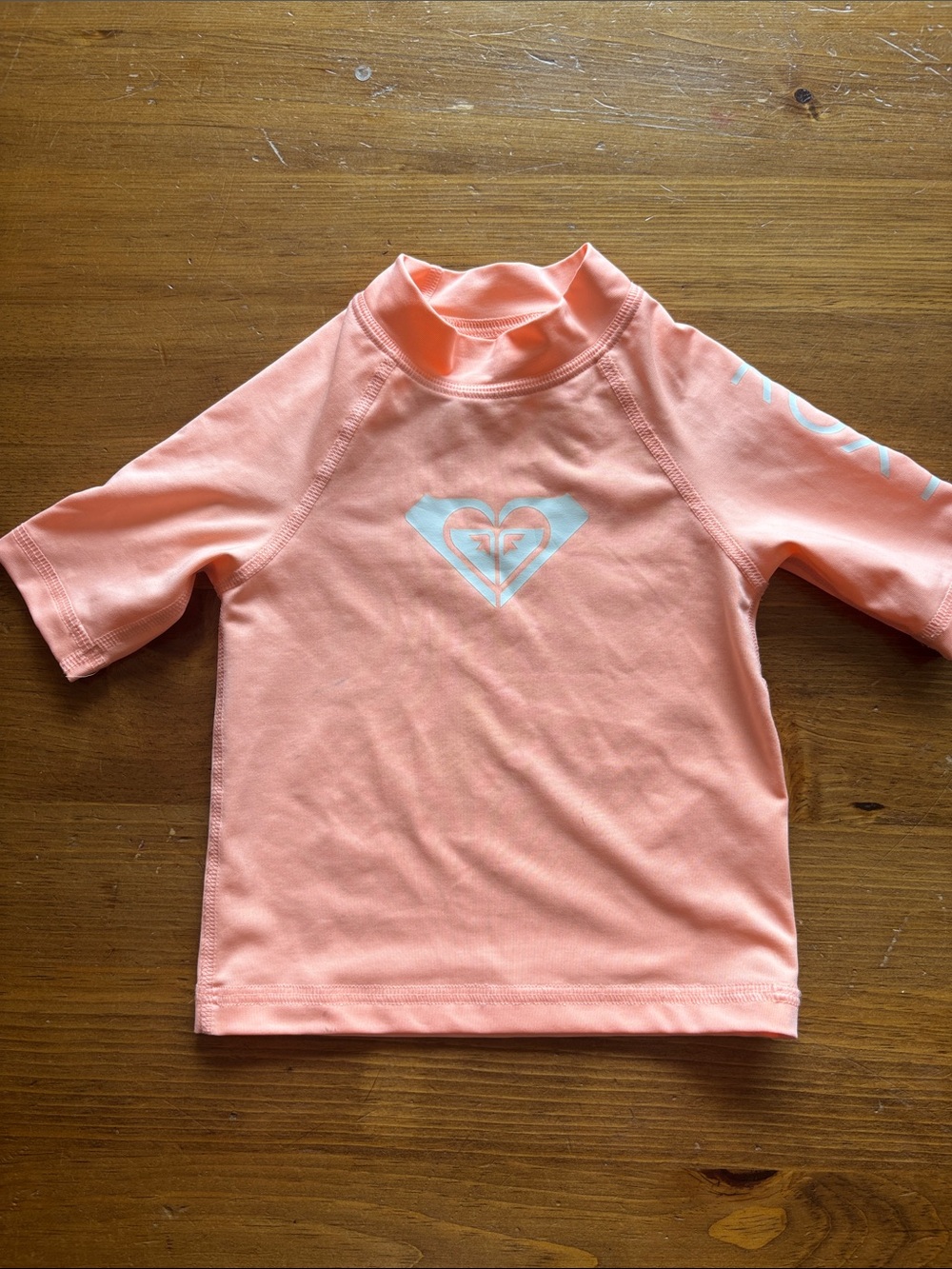 Roxy Kids Peach Short-Sleeve Rashguard with White Logo